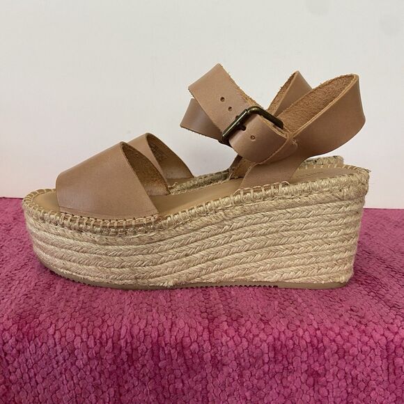 Soludos Minorca Platform Espadrille Sandals Nude Tan Leather Size 8 - Picture 4 of 11